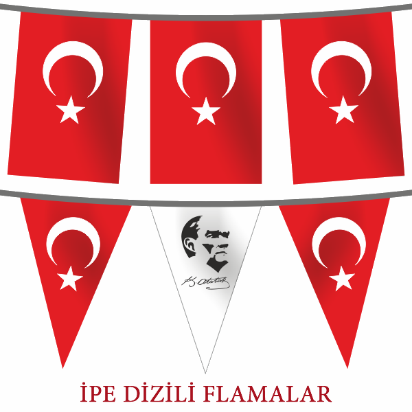 TÜRK BAYRAĞI-İPE-DİZİLİ-FLAMALAR-FASON